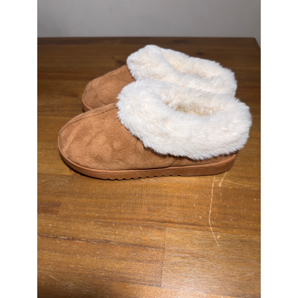 Cozy Faux Fur Slippers Women's Size L 9/10 Brown Plush Indoor House Shoes - Picture 5 of 6